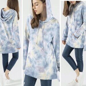 Young Fabulous & Broke Warren Oversized Tie Dye Hoodie Sweatshirt Blue Star Gaze